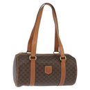 CELINE Macadam Canvas Shoulder Bag PVC Leather Brown Gold Auth 151048-1