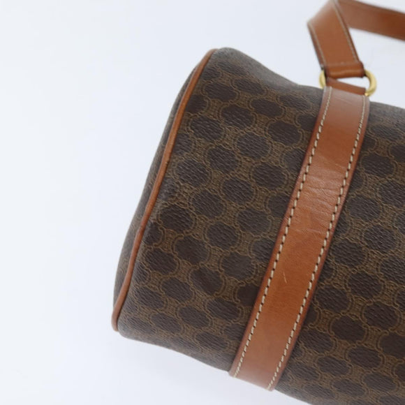 CELINE Macadam Canvas Shoulder Bag PVC Leather Brown Gold Auth 151048