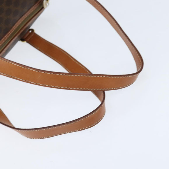 CELINE Macadam Canvas Shoulder Bag PVC Leather Brown Gold Auth 151048