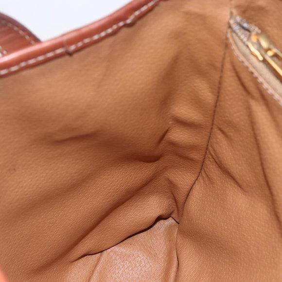 CELINE Macadam Canvas Tote Bag PVC Leather Brown Gold Auth 151049