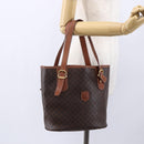 CELINE Macadam Canvas Tote Bag PVC Leather Brown Gold Auth 151049-23