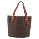 CELINE Macadam Canvas Tote Bag PVC Leather Brown Gold Auth 151049-3