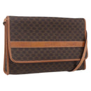 CELINE Macadam Canvas Shoulder Bag PVC Leather Brown Gold Auth 151050-1