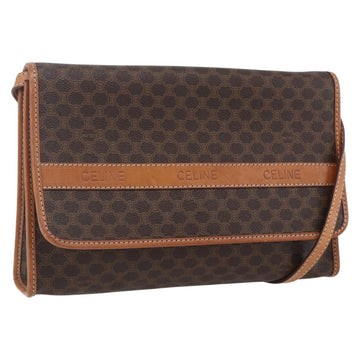 CELINE Macadam Canvas Shoulder Bag PVC Leather Brown Gold Auth 151050