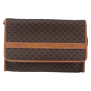 CELINE Macadam Canvas Shoulder Bag PVC Leather Brown Gold Auth 151050-2