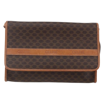 CELINE Macadam Canvas Shoulder Bag PVC Leather Brown Gold Auth 151050 - 0