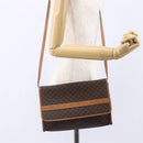 CELINE Macadam Canvas Shoulder Bag PVC Leather Brown Gold Auth 151050-22