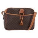 CELINE Macadam Canvas Shoulder Bag PVC Leather Brown Gold Auth 151051-1