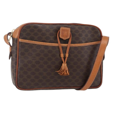 CELINE Macadam Canvas Shoulder Bag PVC Leather Brown Gold Auth 151051