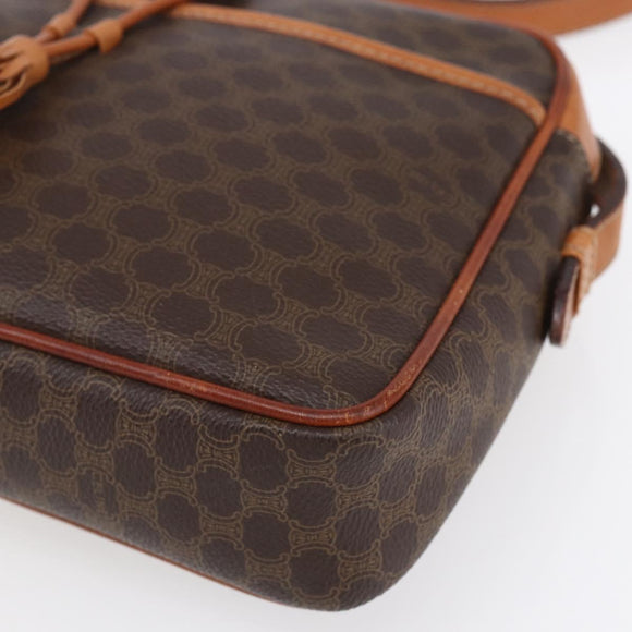 CELINE Macadam Canvas Shoulder Bag PVC Leather Brown Gold Auth 151051