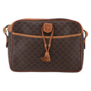 CELINE Macadam Canvas Shoulder Bag PVC Leather Brown Gold Auth 151051-13