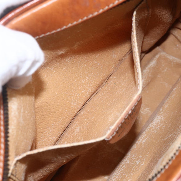 CELINE Macadam Canvas Shoulder Bag PVC Leather Brown Gold Auth 151051