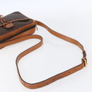 CELINE Macadam Canvas Shoulder Bag PVC Leather Brown Gold Auth 151051-7