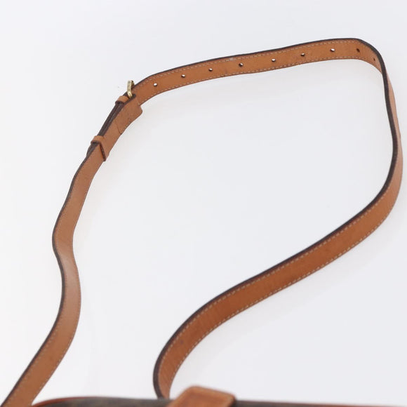 CELINE Macadam Canvas Shoulder Bag PVC Leather Brown Gold Auth 151051