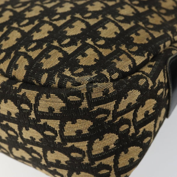 Christian Dior Trotter Canvas Shoulder Bag Navy Gold Auth 151053