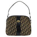 Christian Dior Trotter Canvas Shoulder Bag Navy Gold Auth 151053-2