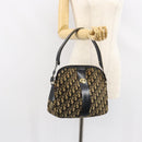 Christian Dior Trotter Canvas Shoulder Bag Navy Gold Auth 151053-20