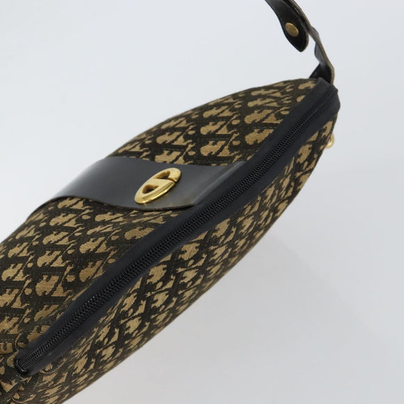 Christian Dior Trotter Canvas Shoulder Bag Navy Gold Auth 151053