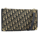 Christian Dior Trotter Canvas Shoulder Bag Navy Gold Auth 151054-1