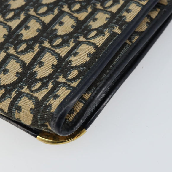 Christian Dior Trotter Canvas Shoulder Bag Navy Gold Auth 151054