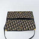 Christian Dior Trotter Canvas Shoulder Bag Navy Gold Auth 151054-10