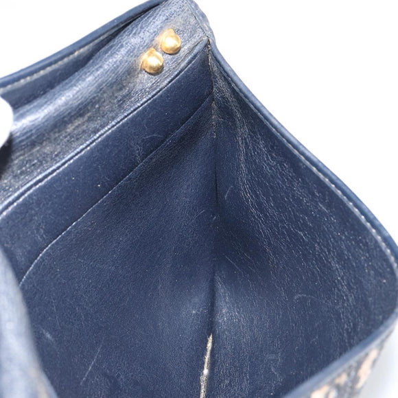 Christian Dior Trotter Canvas Shoulder Bag Navy Gold Auth 151054