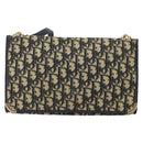 Christian Dior Trotter Canvas Shoulder Bag Navy Gold Auth 151054-13