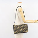 Christian Dior Trotter Canvas Shoulder Bag Navy Gold Auth 151054-21