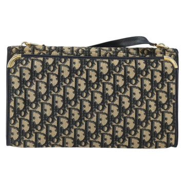 Christian Dior Trotter Canvas Shoulder Bag Navy Gold Auth 151054 - 0
