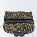 Christian Dior Trotter Canvas Chain Shoulder Bag Navy Gold Auth 151055-17
