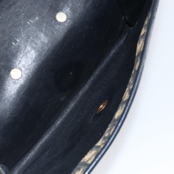 Christian Dior Trotter Canvas Chain Shoulder Bag Navy Gold Auth 151055