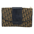 Christian Dior Trotter Canvas Chain Shoulder Bag Navy Gold Auth 151055-2
