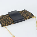Christian Dior Trotter Canvas Chain Shoulder Bag Navy Gold Auth 151055-6