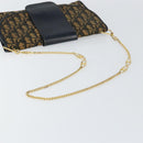 Christian Dior Trotter Canvas Chain Shoulder Bag Navy Gold Auth 151055-7
