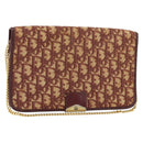 Christian Dior Trotter Canvas Chain Shoulder Bag Red Gold Auth 151057-1