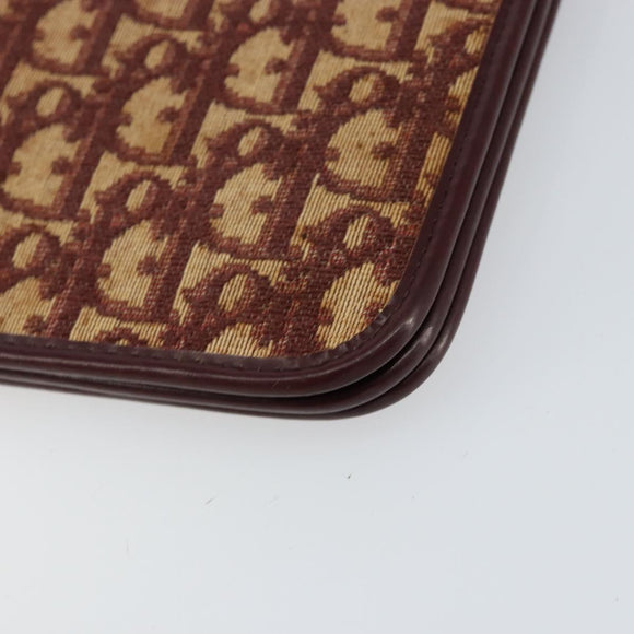 Christian Dior Trotter Canvas Chain Shoulder Bag Red Gold Auth 151057