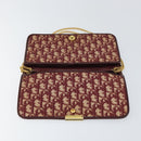 Christian Dior Trotter Canvas Chain Shoulder Bag Red Gold Auth 151057-10