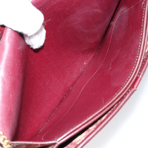 Christian Dior Trotter Canvas Chain Shoulder Bag Red Gold Auth 151057