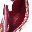 Christian Dior Trotter Canvas Chain Shoulder Bag Red Gold Auth 151057-21