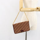 Christian Dior Trotter Canvas Chain Shoulder Bag Red Gold Auth 151057-22