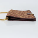 Christian Dior Trotter Canvas Chain Shoulder Bag Red Gold Auth 151057-4