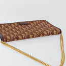 Christian Dior Trotter Canvas Chain Shoulder Bag Red Gold Auth 151057-6