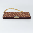 Christian Dior Trotter Canvas Chain Shoulder Bag Red Gold Auth 151057-5