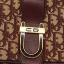 Christian Dior Trotter Canvas Shoulder Bag Red Gold Auth 151058-14