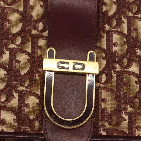 Christian Dior Trotter Canvas Shoulder Bag Red Gold Auth 151058