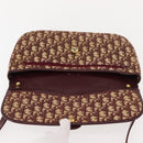 Christian Dior Trotter Canvas Shoulder Bag Red Gold Auth 151058-15
