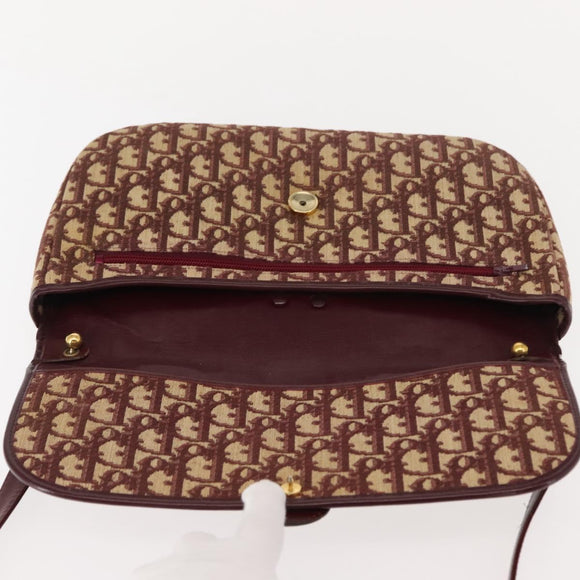 Christian Dior Trotter Canvas Shoulder Bag Red Gold Auth 151058