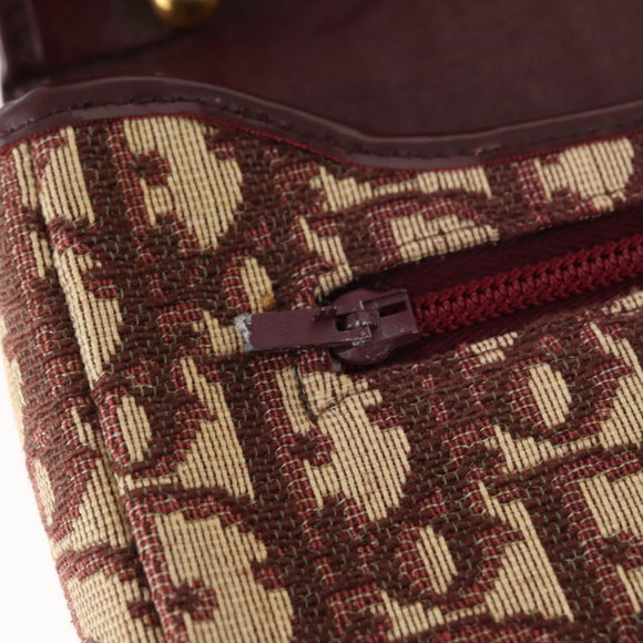 Christian Dior Trotter Canvas Umhängetasche Rot Gold Auth 151058