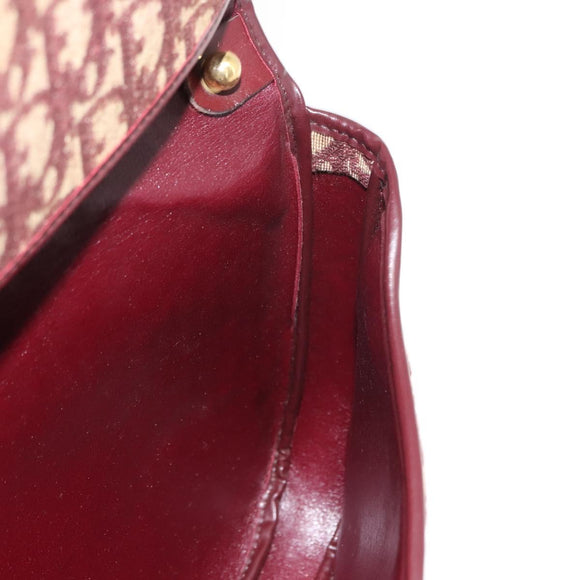 Christian Dior Trotter Canvas Shoulder Bag Red Gold Auth 151058