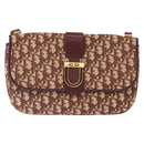 Christian Dior Trotter Canvas Shoulder Bag Red Gold Auth 151058-2